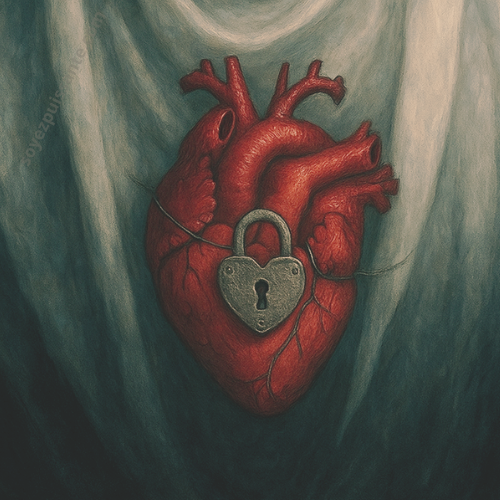 cœur fermé avec un cadenas